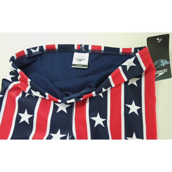 Speedo Men's Jammer Swimsuit 32 Red White Blue Star Lane ProLT Fabric MSRP$33 - Picture 5 of 8